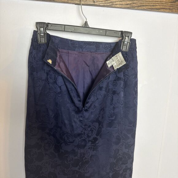 Adrianna Papell Womens Petite 4 Pencil Skirt Blue Silk Floral Zip Lined Feminine - Picture 6 of 10